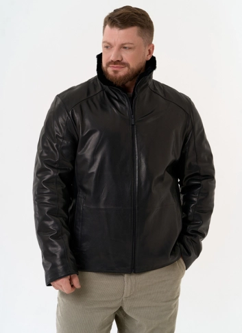 Мужская дубленка черного цвета