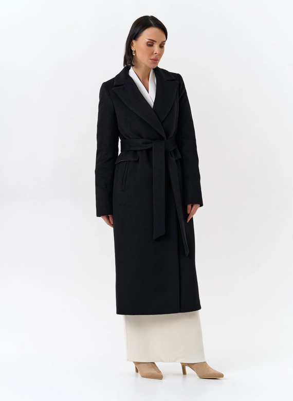 Женское пальто с поясом фото