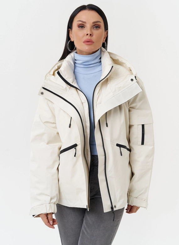 Двойная утепленная куртка с капюшоном фото