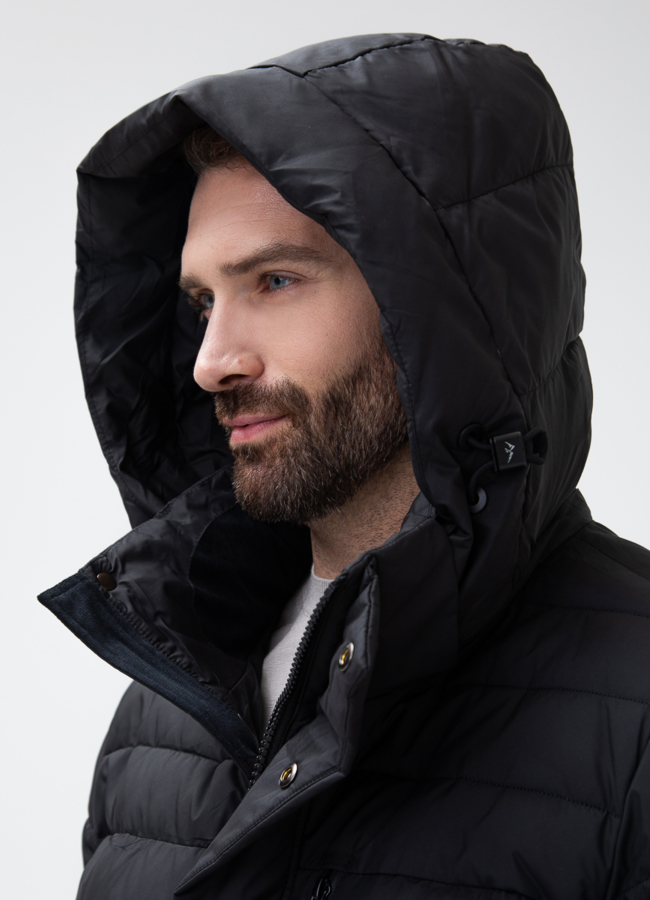 Мужской пуховик с капюшоном  модель № 28003 универмаг малина