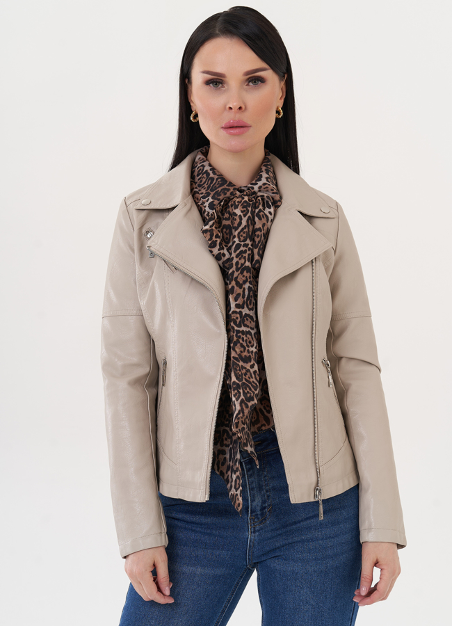 Куртка из эко кожи с отложным воротником модель № 26966 универмаг малина