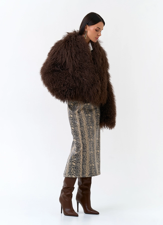 Короткая шуба из ламы модель № 31322 в рассрочку
