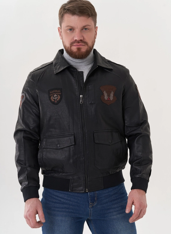 Мужская куртка из эко кожи черного цвета