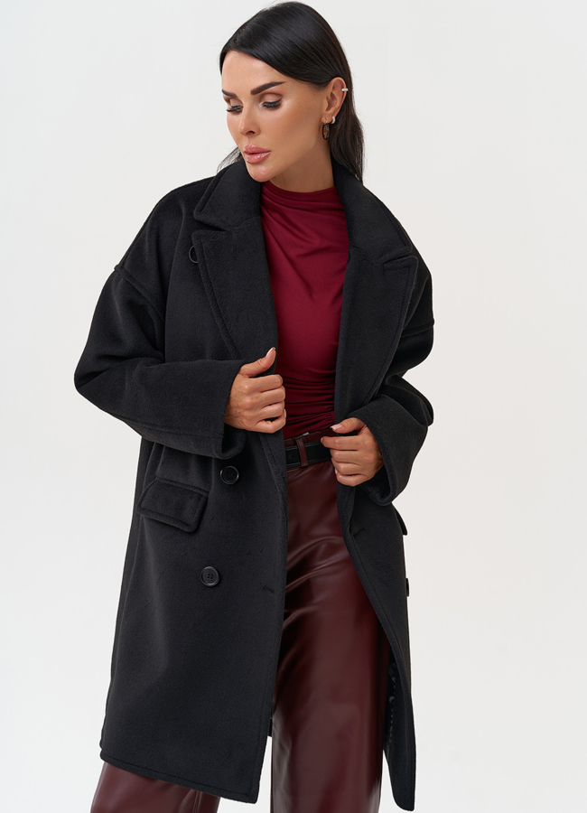 Женское пальто черного цвета модель № 31212 универмаг малина