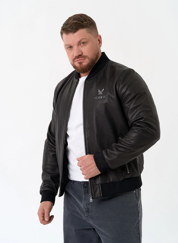 Мужская куртка бомбер из натуральной кожи фото