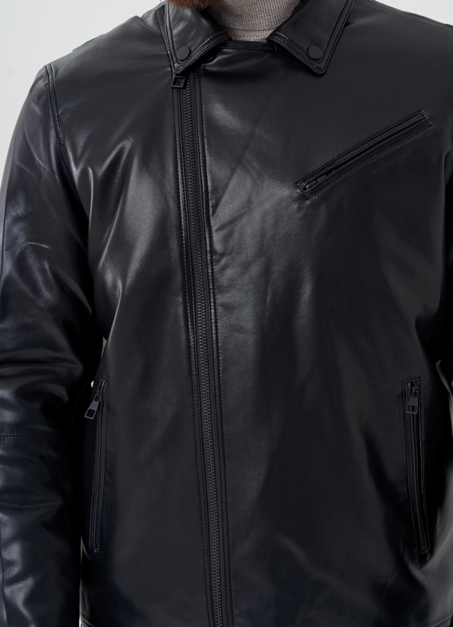 Мужская куртка - косуха из эко кожи  модель № 24465 универмаг малина