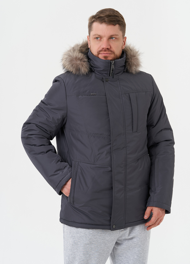 фото Мужская куртка с капюшоном из меха енота модель № 28276