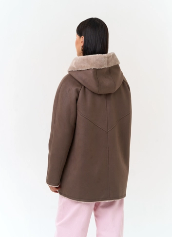 Женская дубленка из эко замши