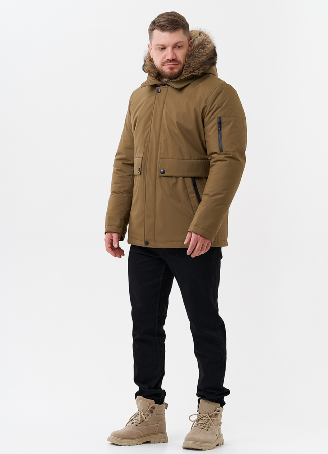 Парка мужская на мехе из волка модель № 29069 в рассрочку