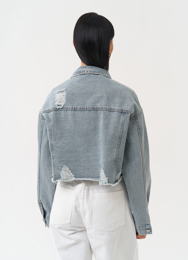 Женская укороченная джинсовая куртка модель № 30408 в кредит