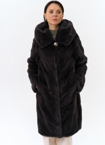 Норковая шуба с капюшоном