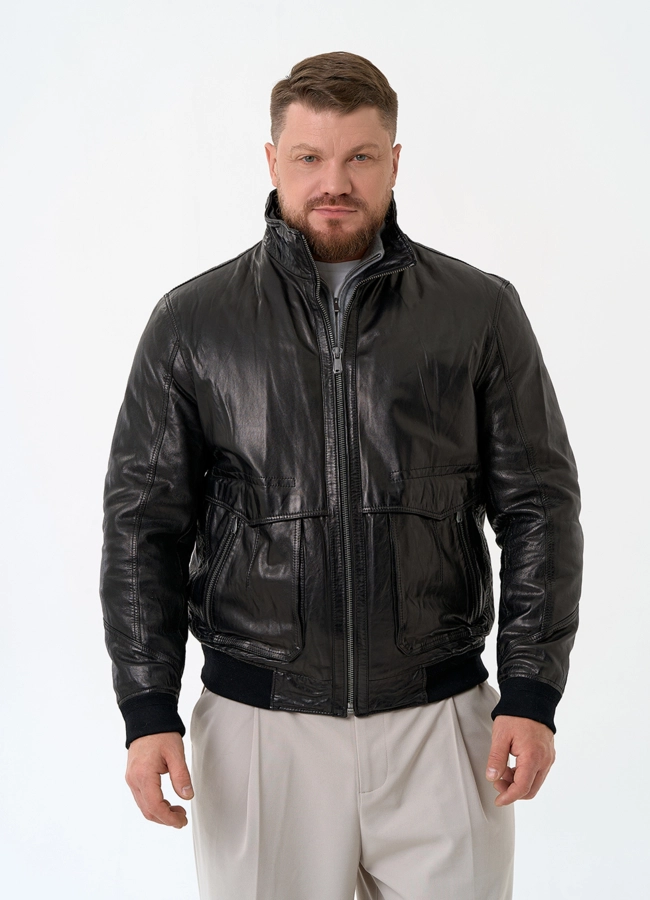 Мужская утепленная куртка из натуральной кожи модель № 32037 универмаг малина
