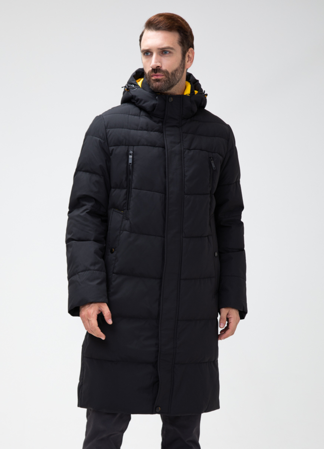 Мужской пуховик с капюшоном  модель № 27992 меха малина