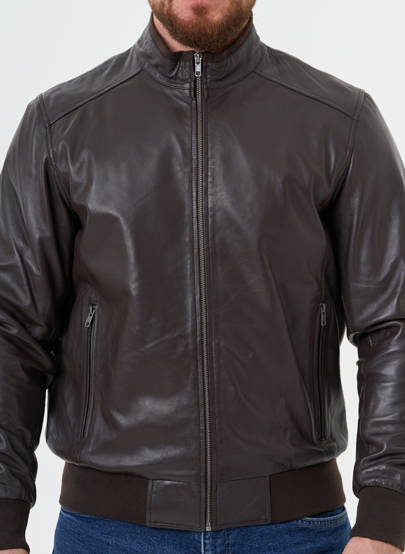 Кожаная куртка "бомбер"