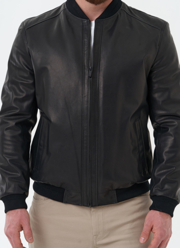 Мужская куртка бомбер из натуральной кожи