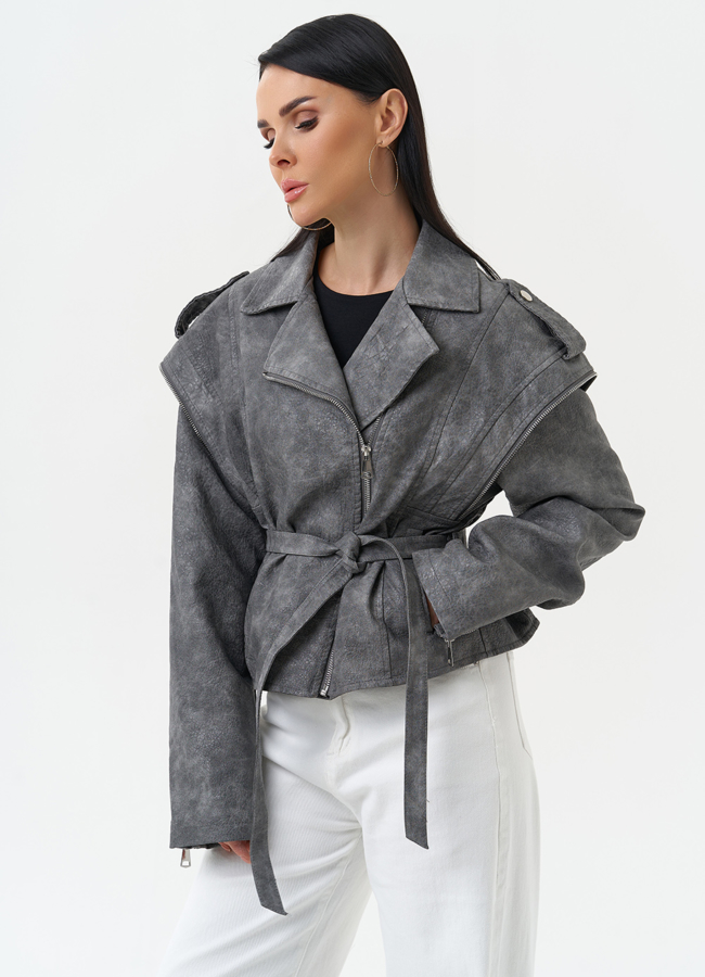 Куртка женская из эко кожи в стиле ретро модель № 30310 в рассрочку