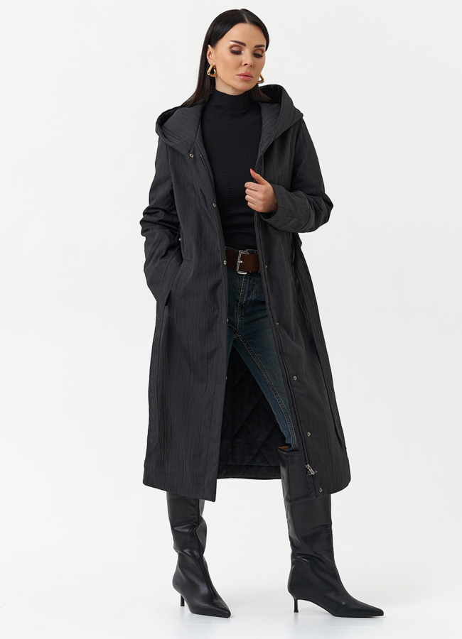 Пальто женское утепленное с эффектом жатой ткани модель № 30028 универмаг малина