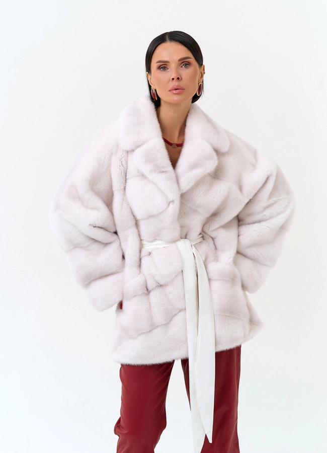 Шуба из меха норки белого цвета модель № 34188 универмаг малина фото