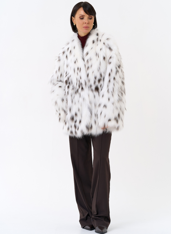 Шуба из лисы с инкрустацией под рысь